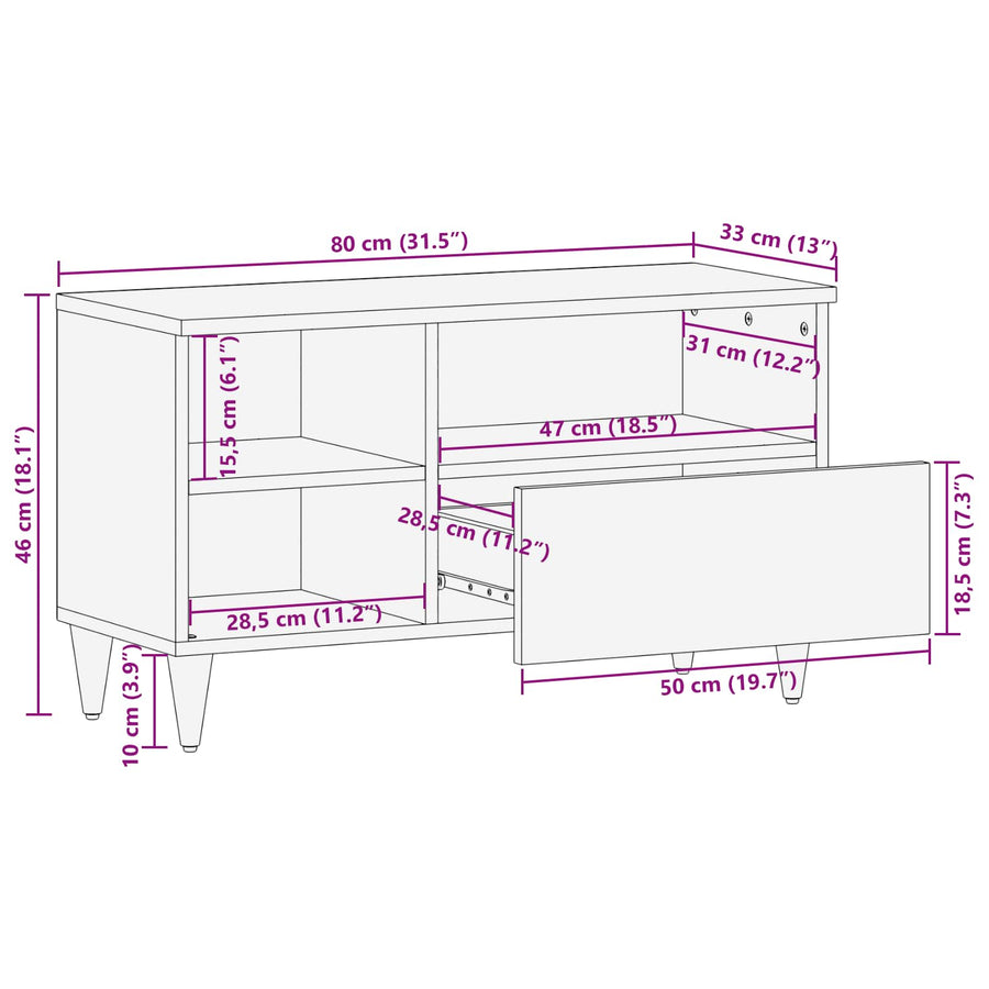 Opslagkasten Multikleur 80 x 33,5 x 46 cm Massief Mango Hout