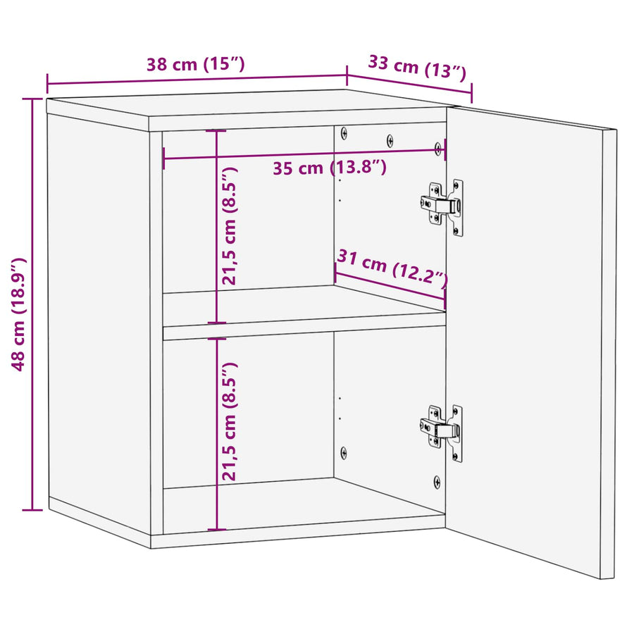 Hangkast Multikleur 38 x 33,5 x 48 cm Massief Mango Hout