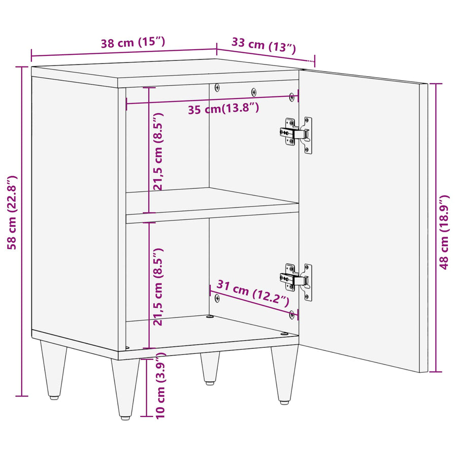 Badkamerkast Multikleur 38 x 33,5 x 58 cm Massief Mango Hout