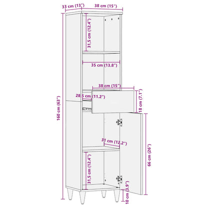 Badkamerkast Multikleur 38 x 33,5 x 160 cm Massief Mango Hout