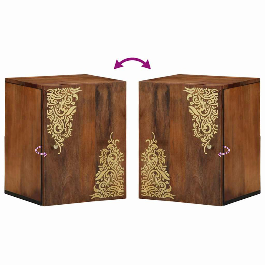 Wandkast Honingbruin 38 x 33 x 48 cm Massief Mango Hout