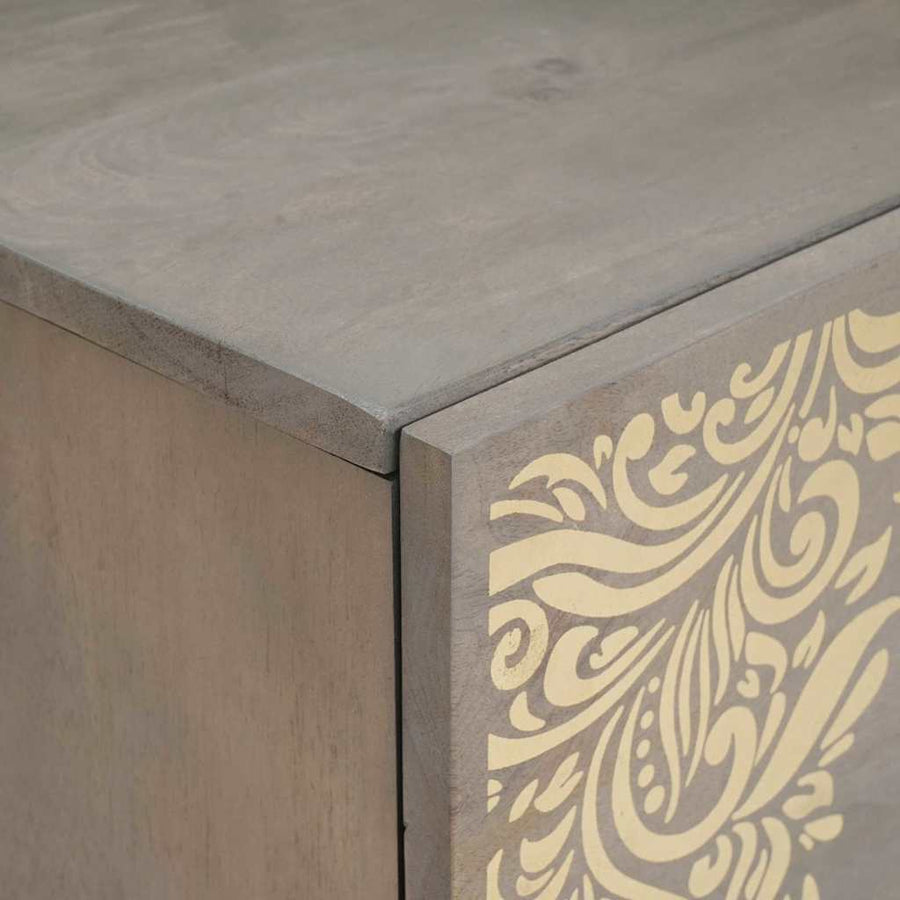 Nachtkastje met Deur Grijs 40 x 33 x 46 cm Massief Mango Hout