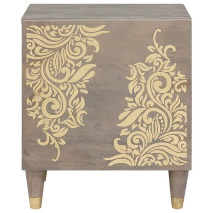 Nachtkastje met Deur Grijs 40 x 33 x 46 cm Massief Mango Hout