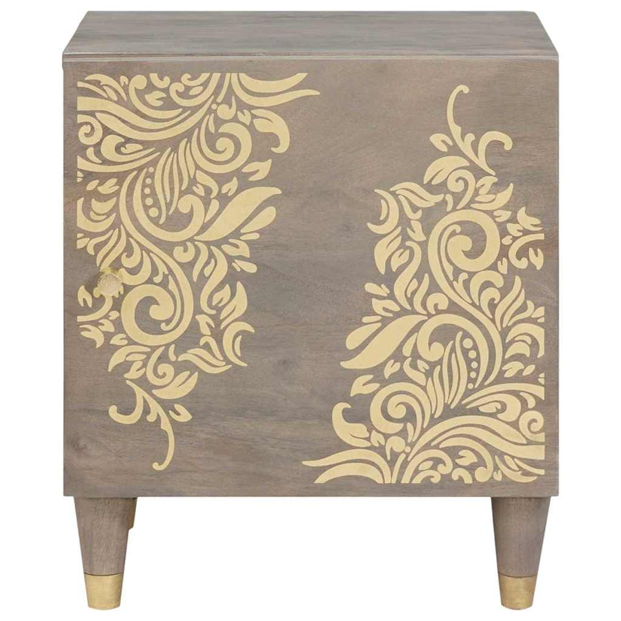 Nachtkastje met Deur Grijs 40 x 33 x 46 cm Massief Mango Hout