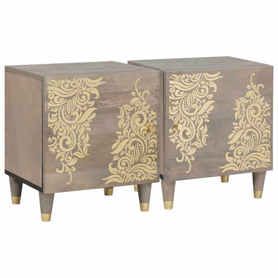 Nachtkastje met Deur 2 pcs Grijs 40 x 33 x 46 cm