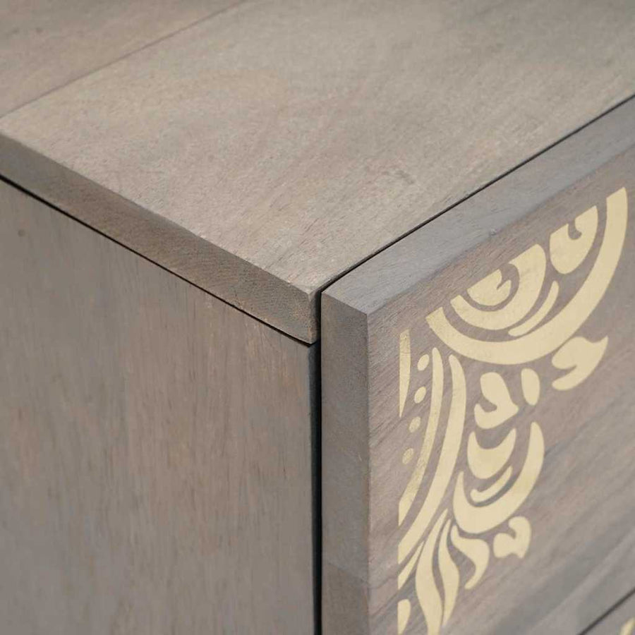 Nachtkastje met lade Grijs 40 x 33 x 46 cm Massief Mango Hout