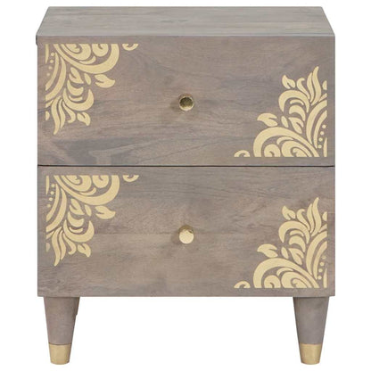 Nachtkastje met lade Grijs 40 x 33 x 46 cm Massief Mango Hout