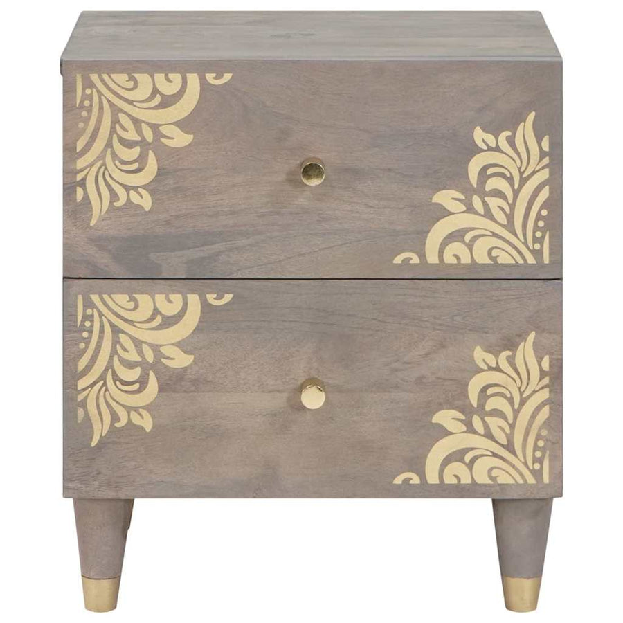 Nachtkastje met lade Grijs 40 x 33 x 46 cm Massief Mango Hout