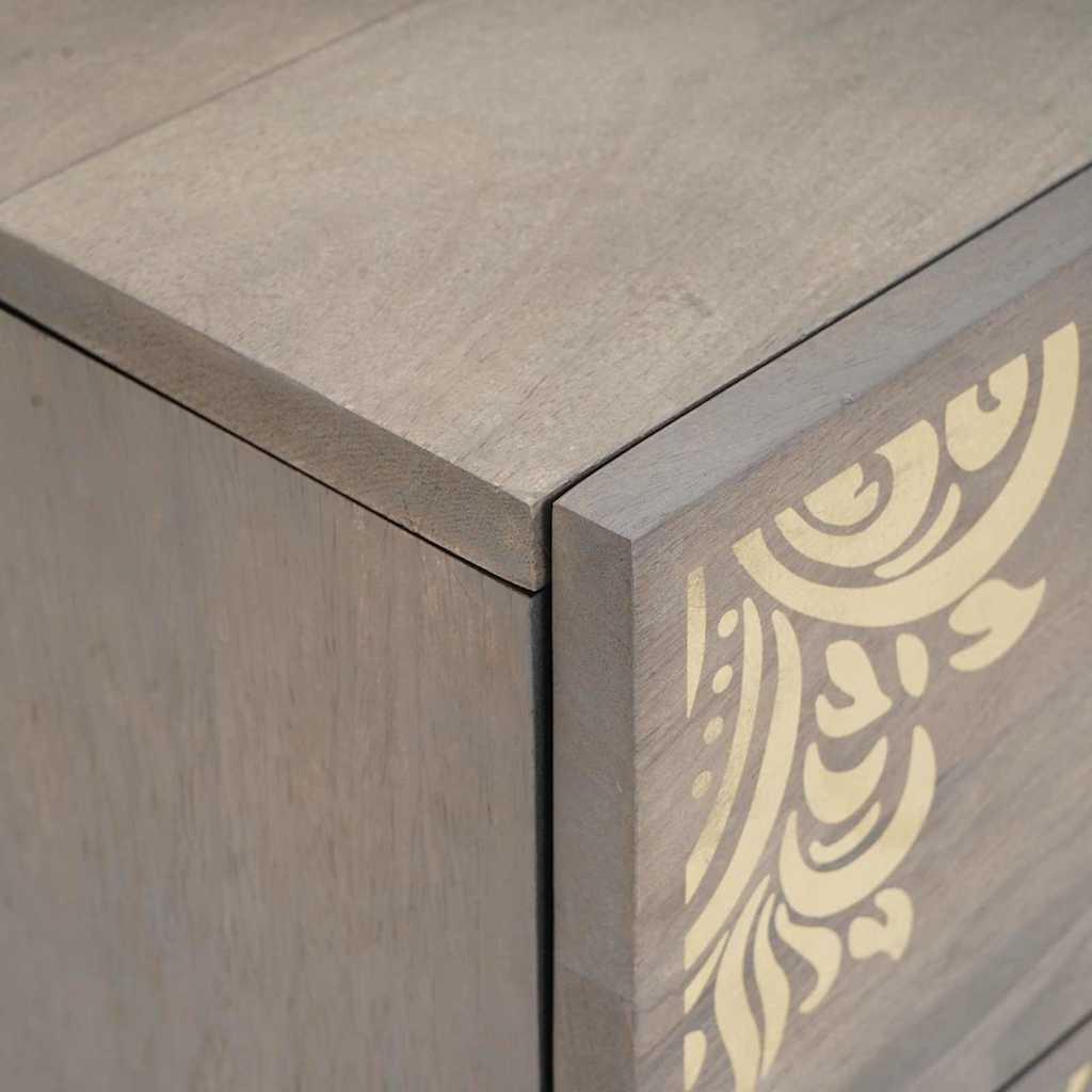 Nachtkastje 2 pcs Grijs 40 x 33 x 46 cm Massief Mango Hout