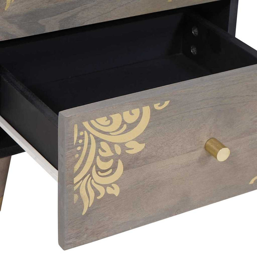 Nachtkastje 2 pcs Grijs 40 x 33 x 46 cm Massief Mango Hout