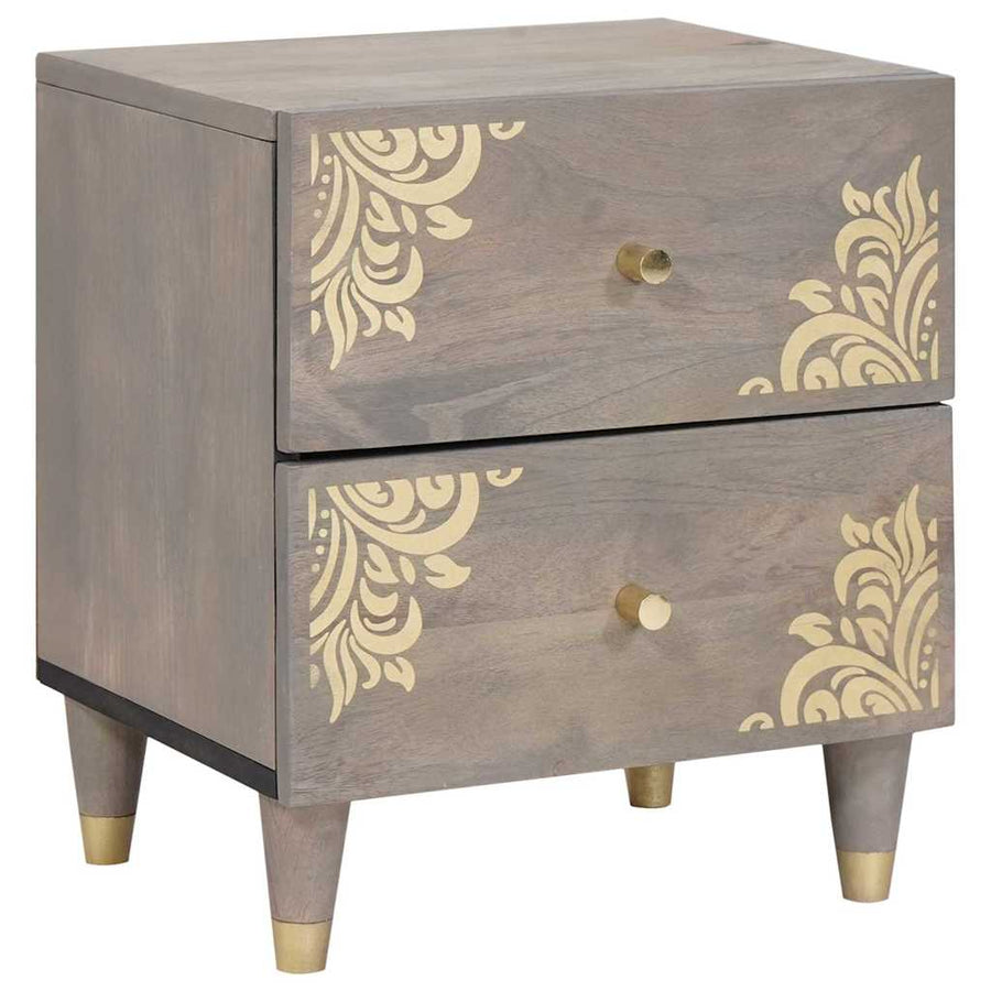 Nachtkastje 2 pcs Grijs 40 x 33 x 46 cm Massief Mango Hout