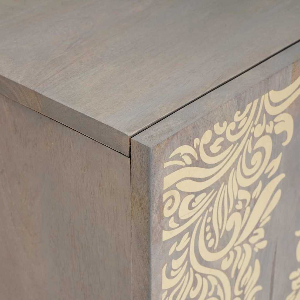 TV-kast met plank Grijs 105 x 33 x 46 cm Massief Mango Hout