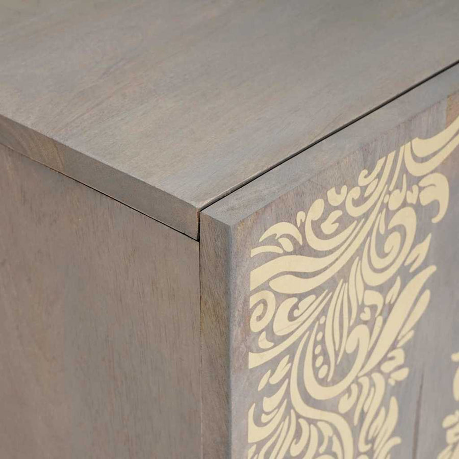 TV-kast met plank Grijs 105 x 33 x 46 cm Massief Mango Hout