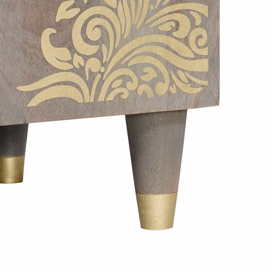 TV-kast met plank Grijs 105 x 33 x 46 cm Massief Mango Hout