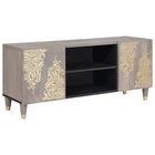 TV-kast massief mangohout grijs 105x33x46 cm