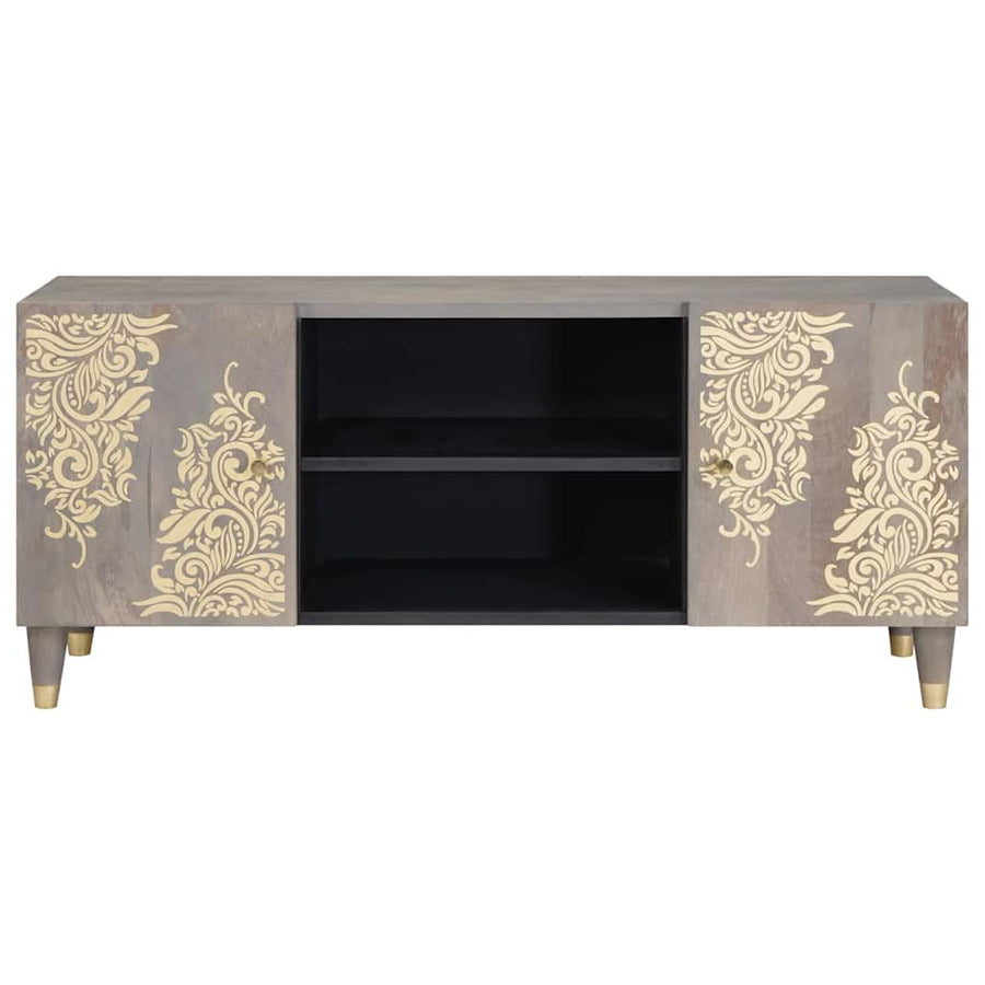 TV-kast met plank Grijs 105 x 33 x 46 cm Massief Mango Hout