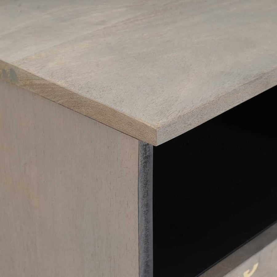 TV-kast met lade Grijs 70 x 33 x 46 cm Massief Mango Hout