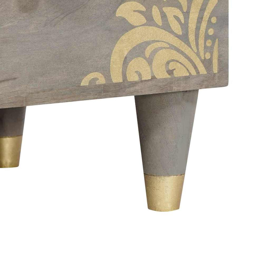 TV-kast met lade Grijs 70 x 33 x 46 cm Massief Mango Hout
