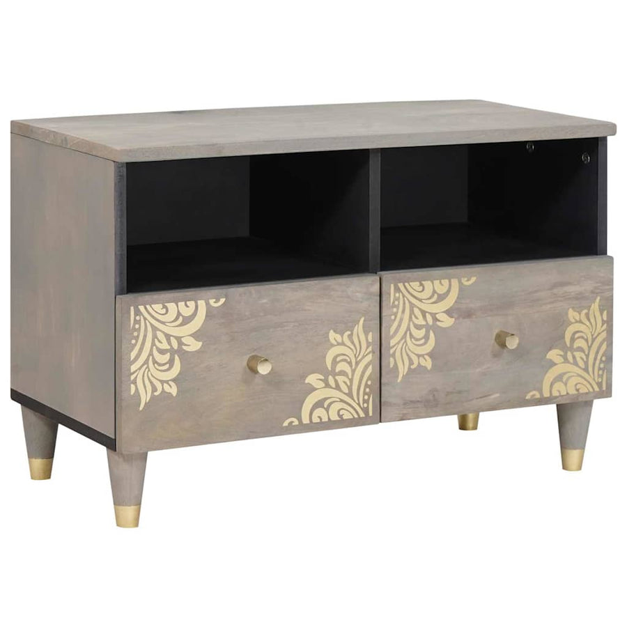 TV-kast met lade Grijs 70 x 33 x 46 cm Massief Mango Hout
