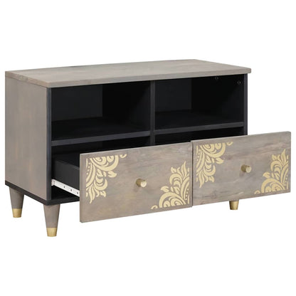 TV-kast met lade Grijs 70 x 33 x 46 cm Massief Mango Hout