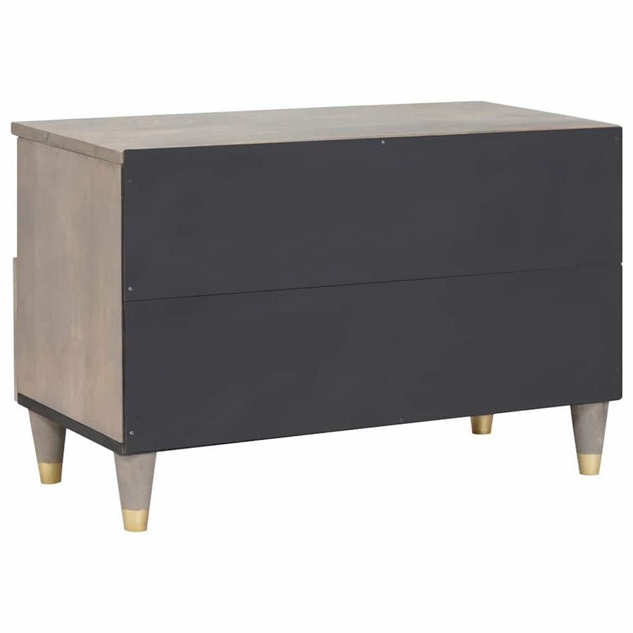 TV-kast met lade Grijs 70 x 33 x 46 cm Massief Mango Hout
