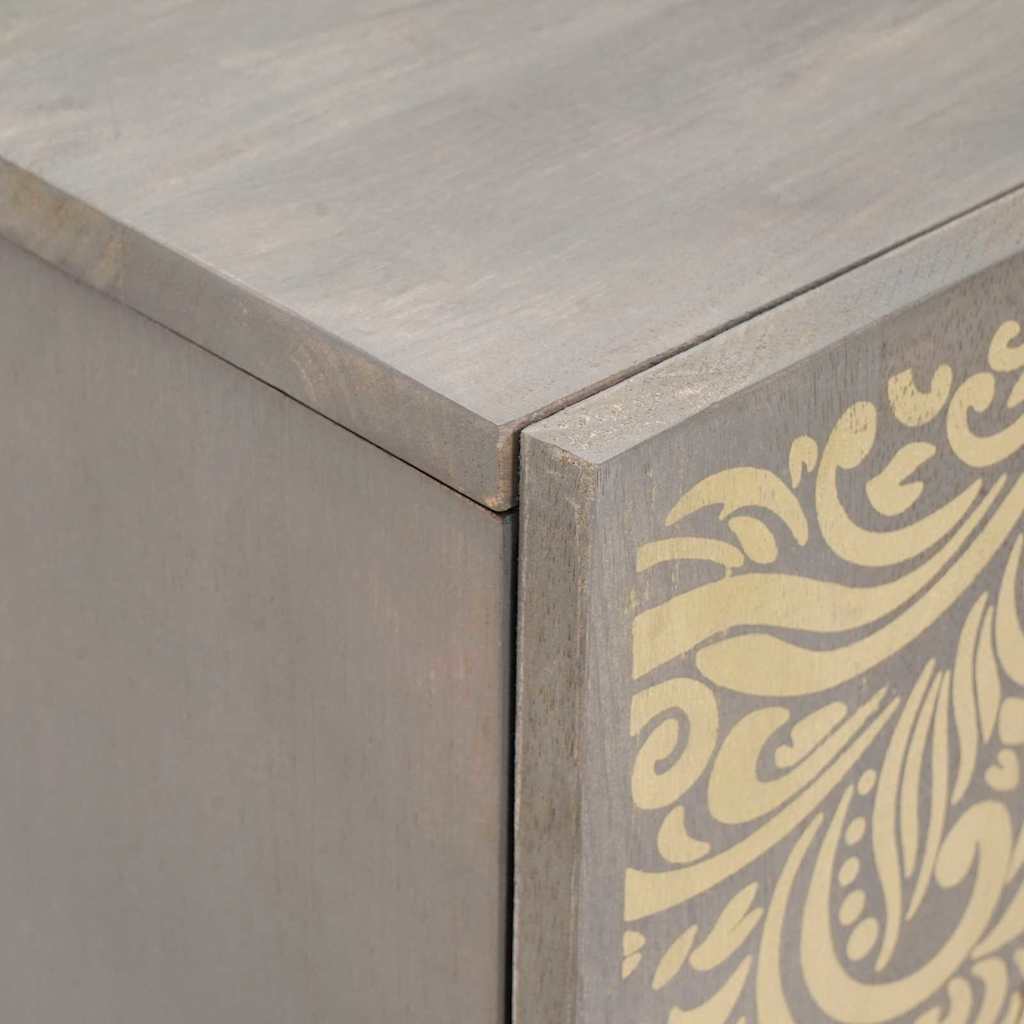Dressoir Grijs en Goud 60 x 33 x 75 cm Massief Mango Hout