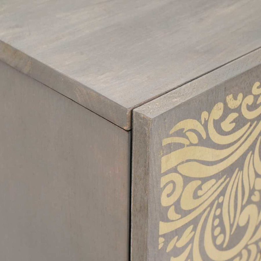 Dressoir Grijs en Goud 60 x 33 x 75 cm Massief Mango Hout