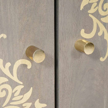 Dressoir Grijs en Goud 60 x 33 x 75 cm Massief Mango Hout