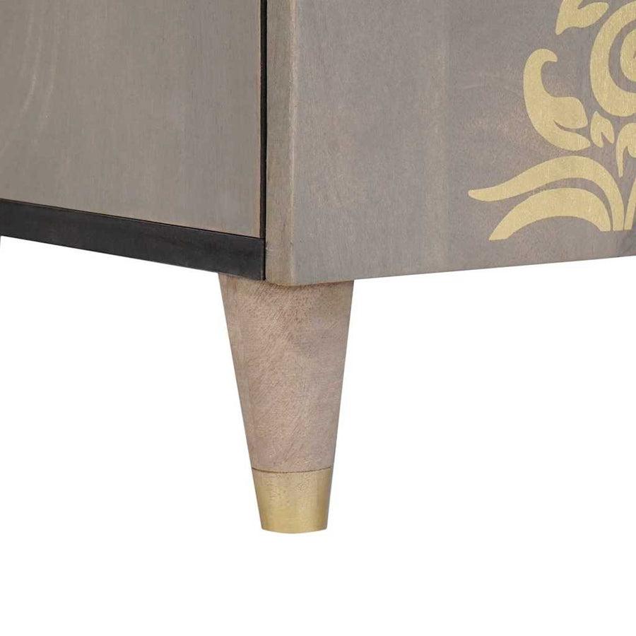 Dressoir Grijs en Goud 60 x 33 x 75 cm Massief Mango Hout