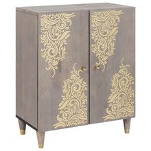 Dressoir Grijs en Goud 60 x 33 x 75 cm Massief Mango Hout
