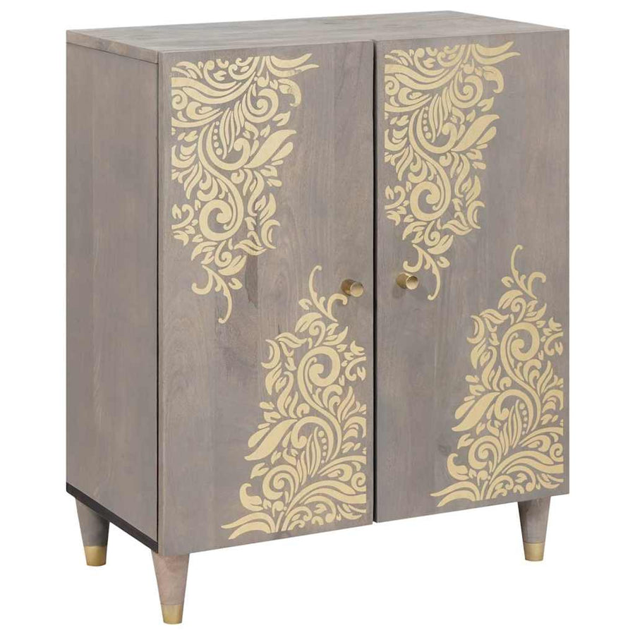 Dressoir Grijs en Goud 60 x 33 x 75 cm Massief Mango Hout