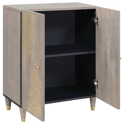 Dressoir Grijs en Goud 60 x 33 x 75 cm Massief Mango Hout