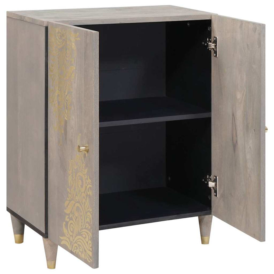 Dressoir Grijs en Goud 60 x 33 x 75 cm Massief Mango Hout