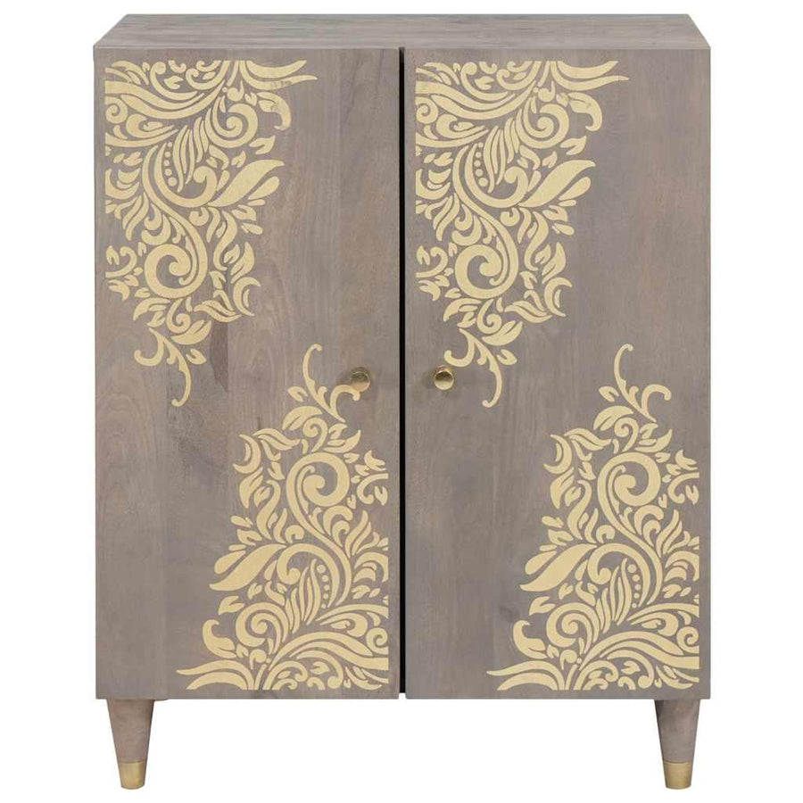 Dressoir Grijs en Goud 60 x 33 x 75 cm Massief Mango Hout