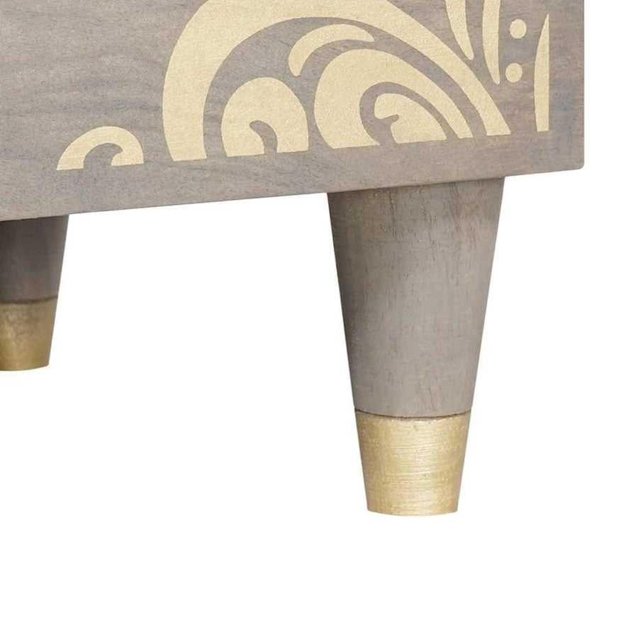 Dressoir Grijs en Goud 60 x 33 x 75 cm Massief Mango Hout