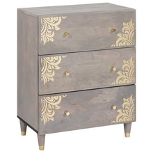 Dressoir Grijs en Goud 60 x 33 x 75 cm Massief Mango Hout