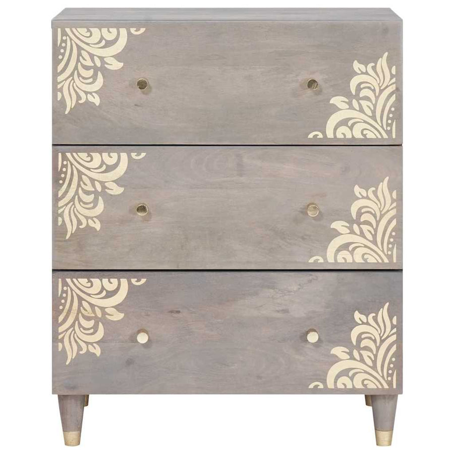 Dressoir Grijs en Goud 60 x 33 x 75 cm Massief Mango Hout