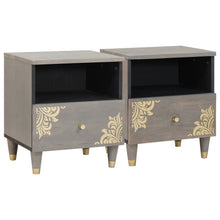 Nachtkastje 2 pcs Grijs 40 x 33 x 46 cm Massief Mango Hout