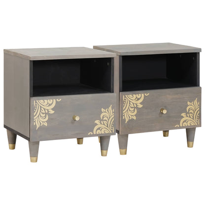 Nachtkastje 2 pcs Grijs 40 x 33 x 46 cm Massief Mango Hout