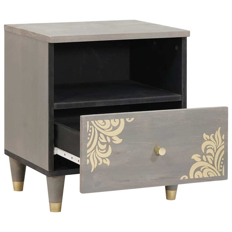 Nachtkastje 2 pcs Grijs 40 x 33 x 46 cm Massief Mango Hout