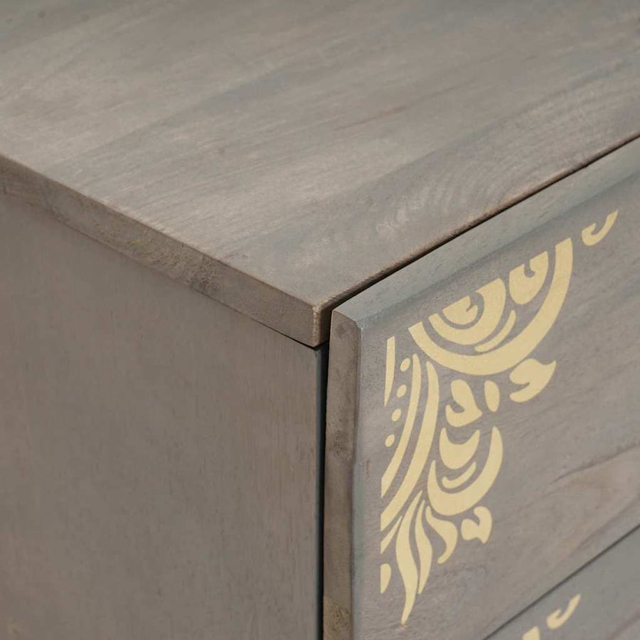 Nachtkastje met lade Grijs 50 x 33 x 62 cm Massief Mango Hout