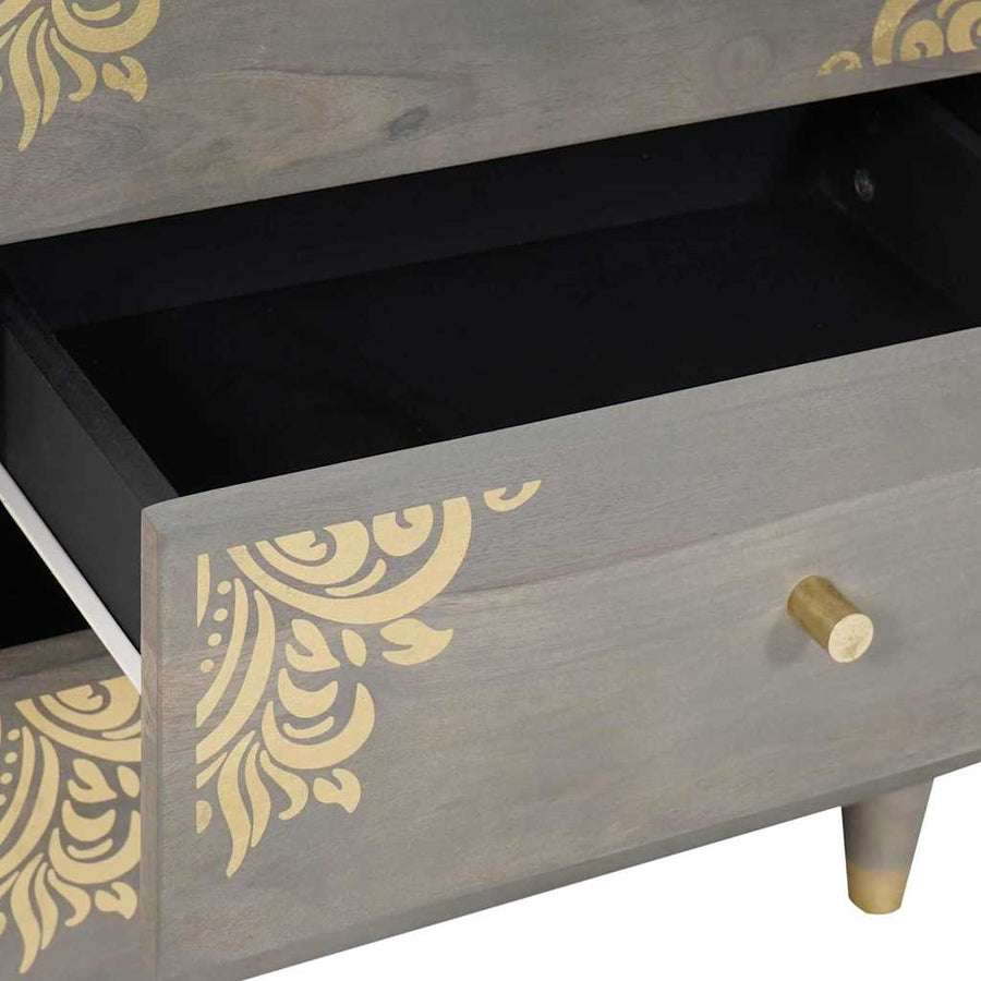 Nachtkastje met lade Grijs 50 x 33 x 62 cm Massief Mango Hout