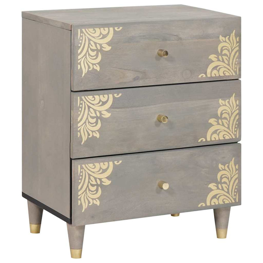 Nachtkastje met lade Grijs 50 x 33 x 62 cm Massief Mango Hout