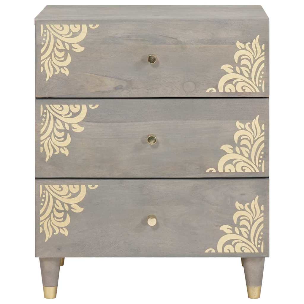 Nachtkastje met lade Grijs 50 x 33 x 62 cm Massief Mango Hout