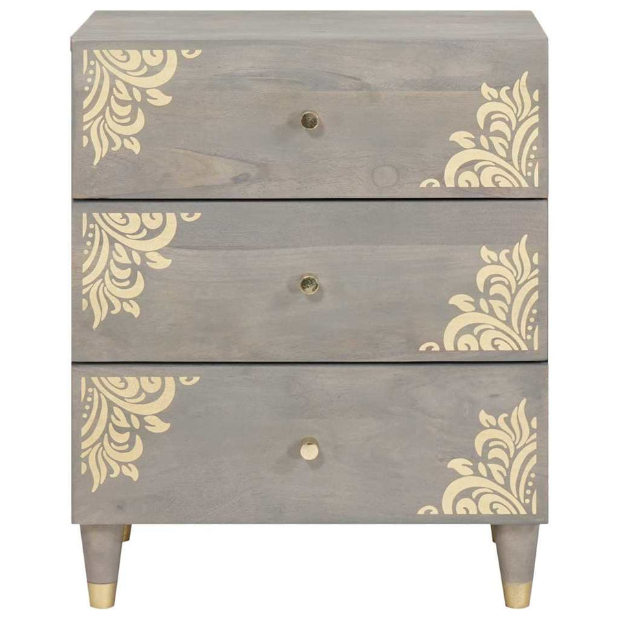 Nachtkastje met lade Grijs 50 x 33 x 62 cm Massief Mango Hout