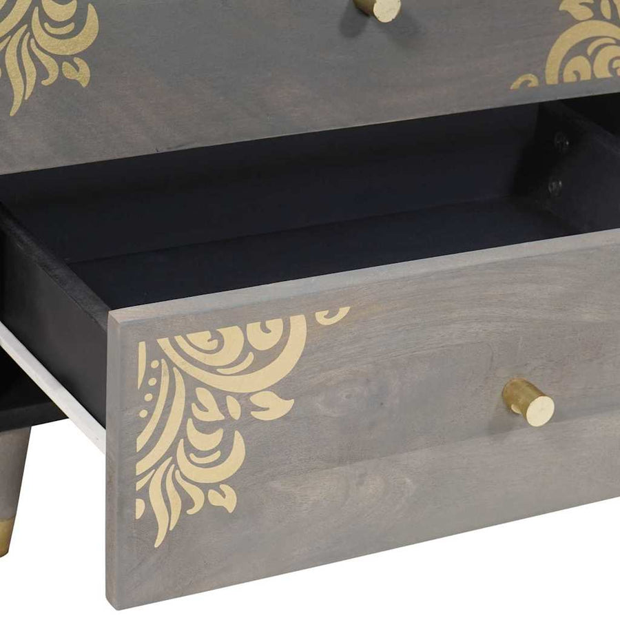 Nachtkastje met lade Grijs 50 x 33 x 62 cm Massief Mango Hout