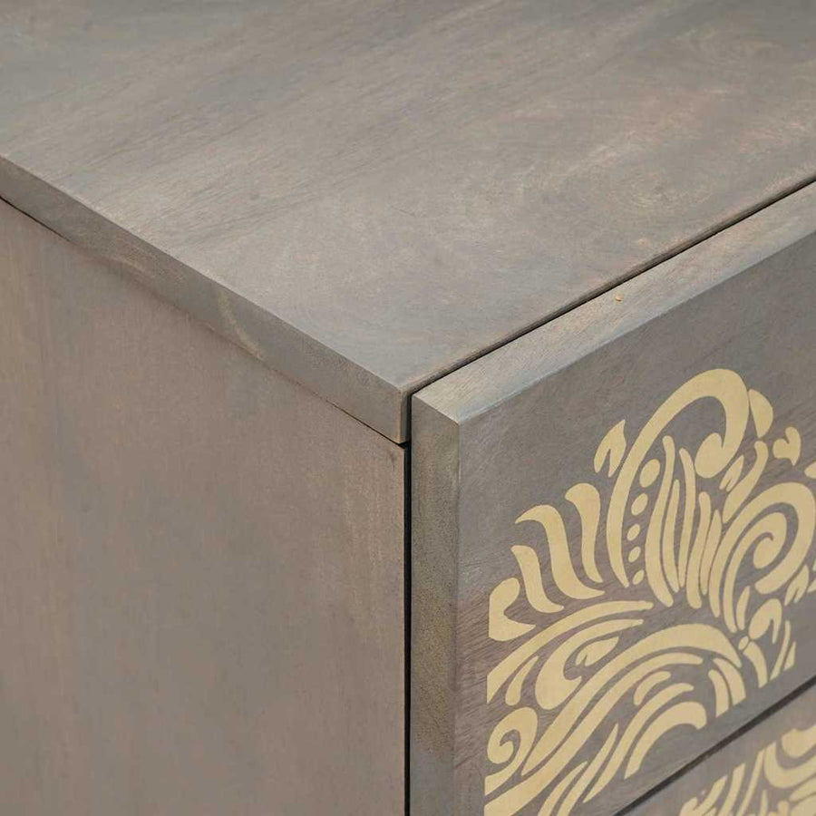 Nachtkastje met Deur Grijs 50 x 33 x 60 cm Massief Mango Hout