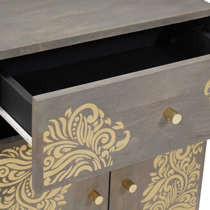Nachtkastje met Deur Grijs 50 x 33 x 60 cm Massief Mango Hout