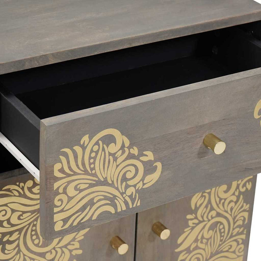 Nachtkastje met Deur Grijs 50 x 33 x 60 cm Massief Mango Hout