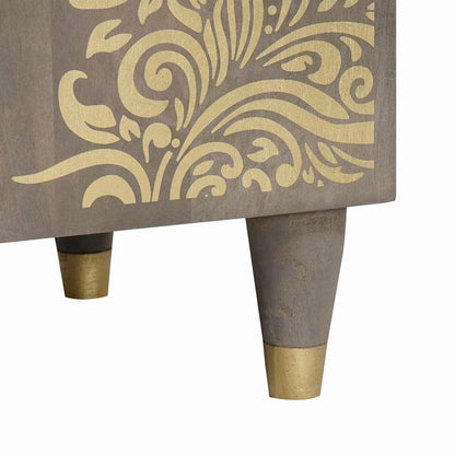 Nachtkastje met Deur Grijs 50 x 33 x 60 cm Massief Mango Hout